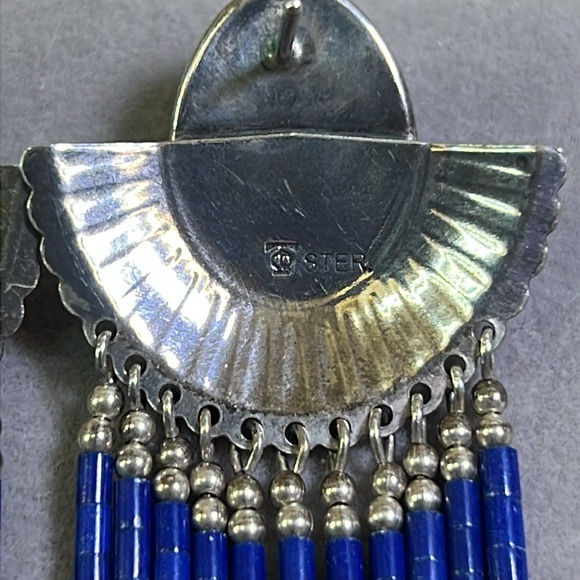 Sterling Silver Lapis Earrings Stamped - Picture 3 of 3